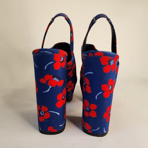Alice + Olivia Logan Floral Platform Sandals Blue Red EU 39.5 US 9.5 - Picture 5 of 7